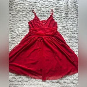 Red Spaghetti Strap Skater Dress